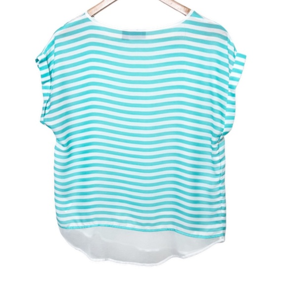 A.n.a Women's Vintage Striped Short Sleeve Oversized Crewneck Lightweight Blouse - Picture 11 of 16